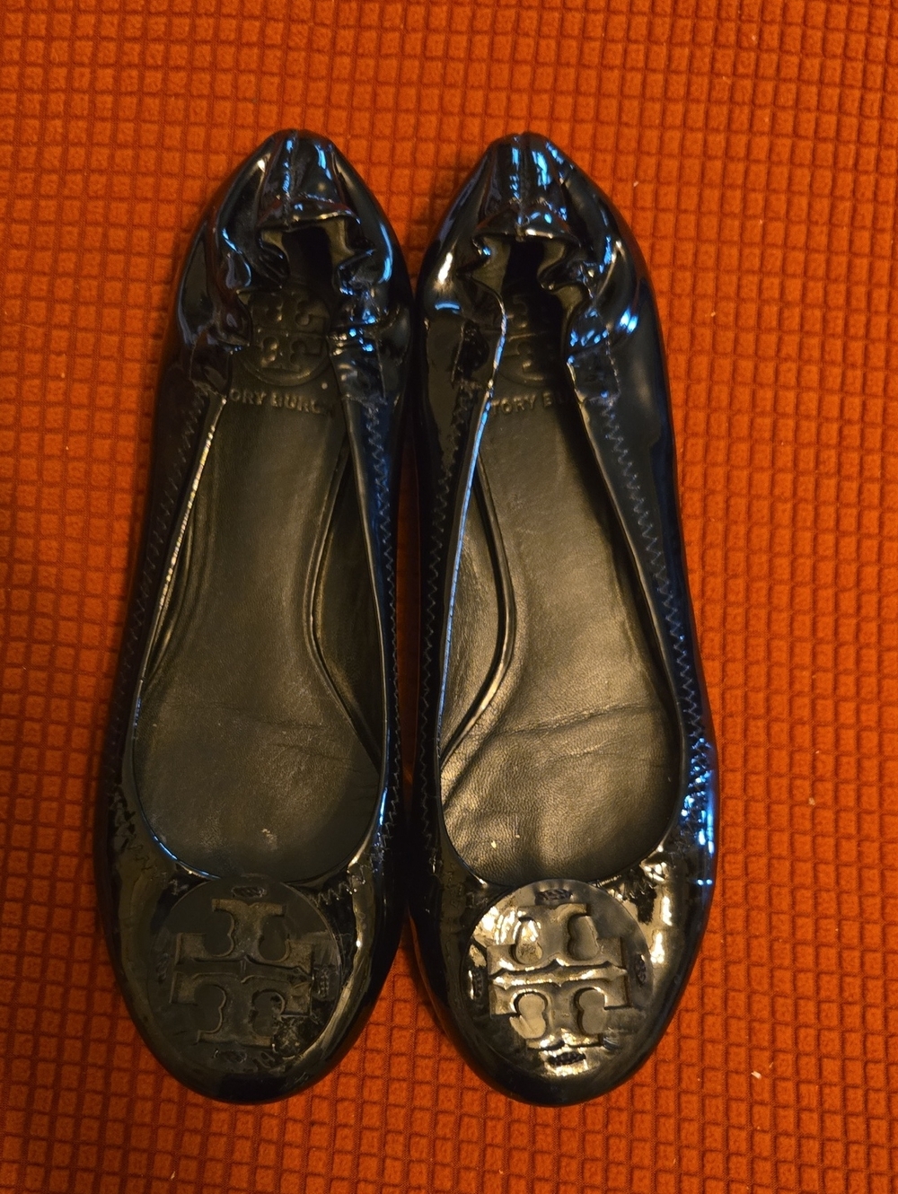 Tory Burch Black Patent BALLERINA flats Sz 8